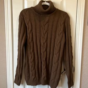 PJ PAUL JONES Men's Cable Knit Turtleneck Pullover Sweater Thermal Size Medium